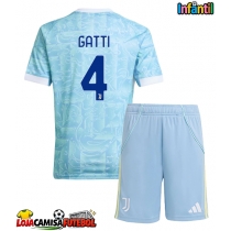Camisa de Futebol Juventus Federico Gatti #4 Equipamento Secundário Infantil 2025-26 Manga Curta (+ Calças curtas)